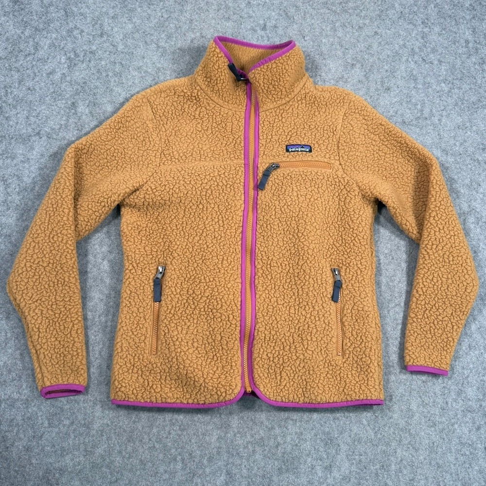 Patagonia Nest Brown Pink Retro Pile Fleece Full Zip-Up Jacket Women's Size XS